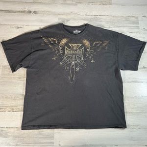Vintage West Coast Choppers Skull Wings Motorcycle Black Faded T-Shirt Size 3XL